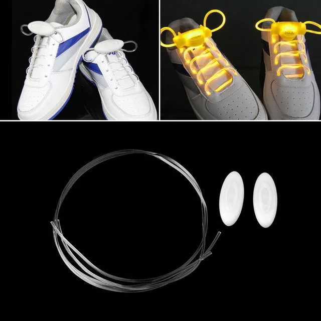 AONIJIE 1 Pair Light Up Hot LED Luminous Shoelaces Flash Party Glowing Shoe Strings Lazy Style 4 Color For Boy&Girl Teenager