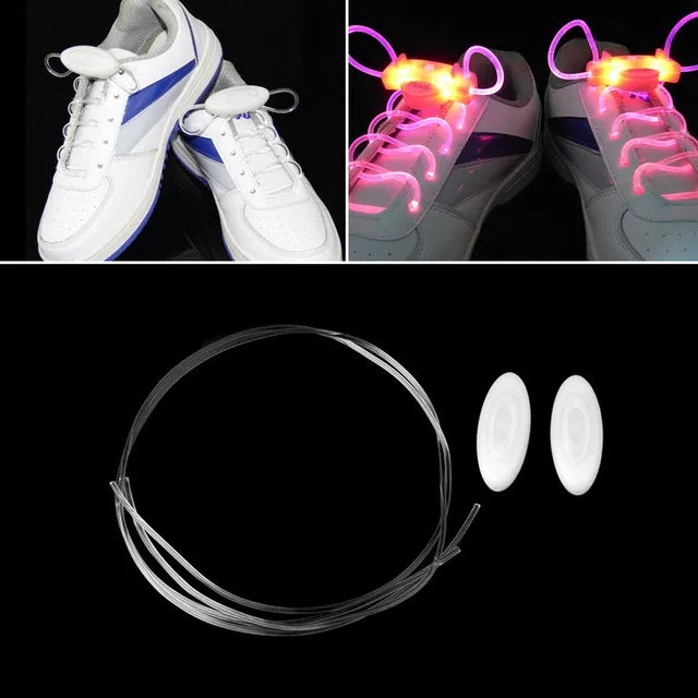 AONIJIE 1 Pair Light Up Hot LED Luminous Shoelaces Flash Party Glowing Shoe Strings Lazy Style 4 Color For Boy&Girl Teenager