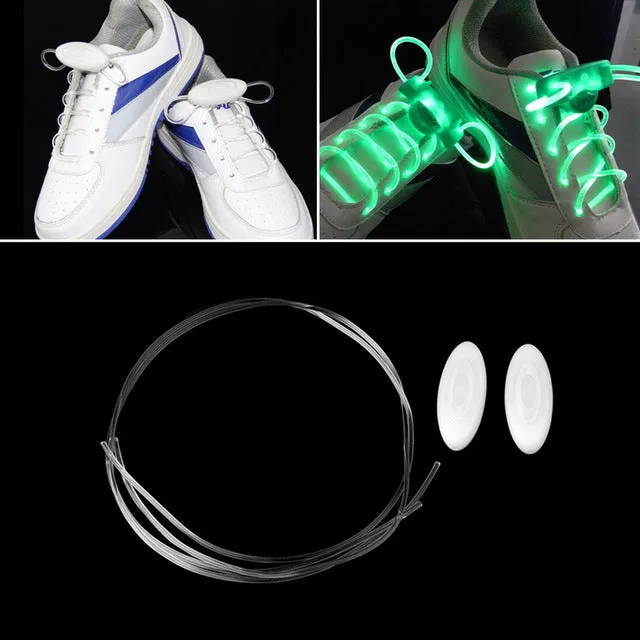 AONIJIE 1 Pair Light Up Hot LED Luminous Shoelaces Flash Party Glowing Shoe Strings Lazy Style 4 Color For Boy&Girl Teenager