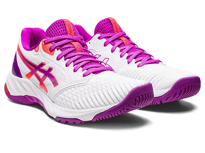 Asics Womens Netburner Ballistic FF 3 - White/Flash Coral