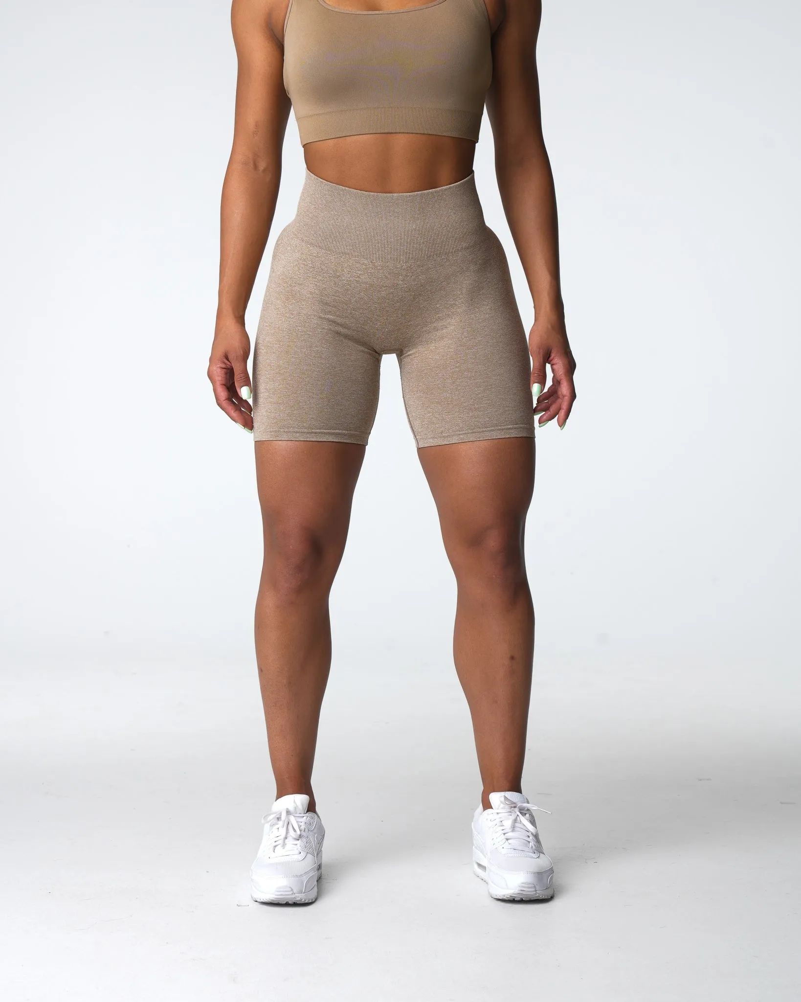 Beige Scrunch Seamless Shorts