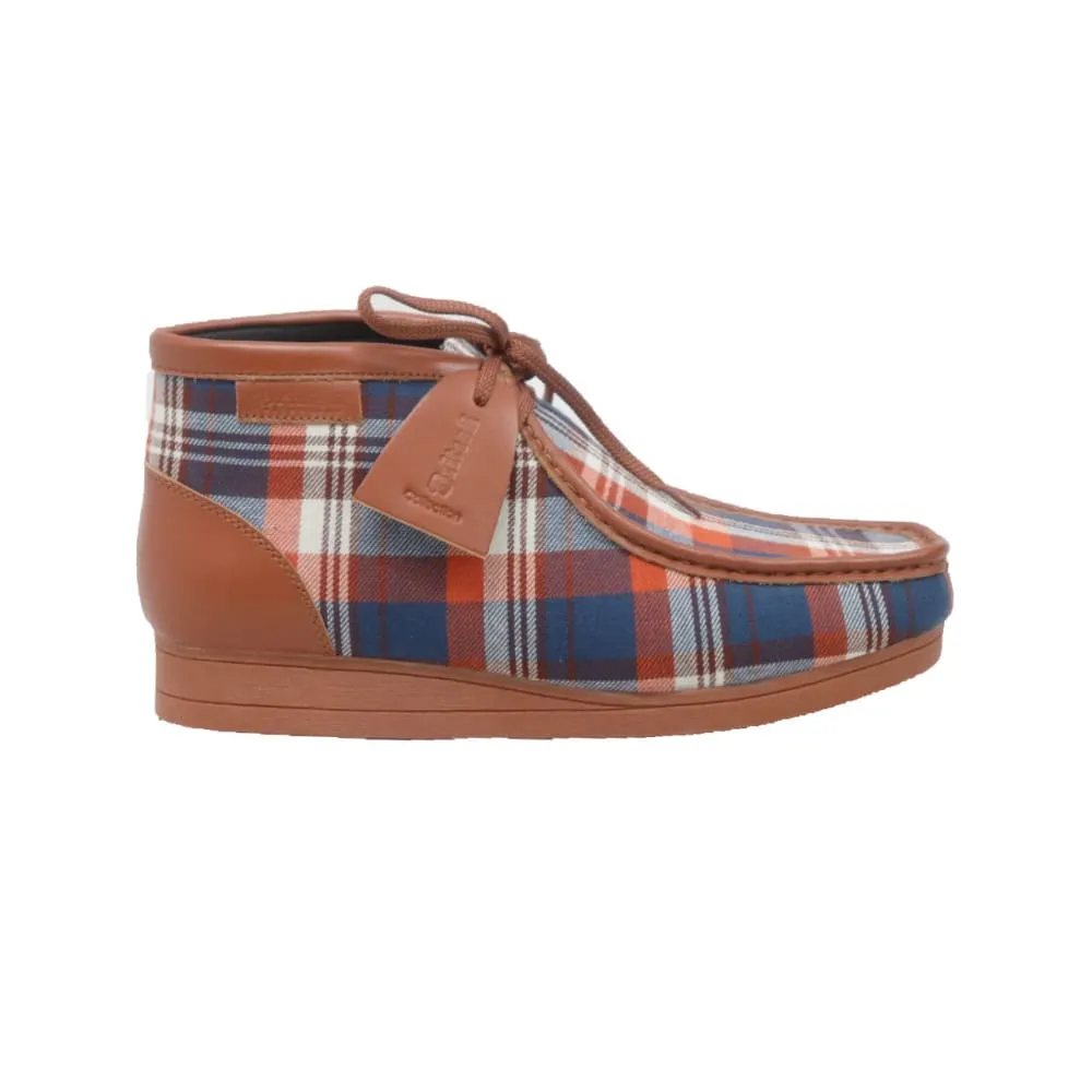 British Walkers New Castle Wallabee Boots Men's Multi Color Plaid Leather and Suede