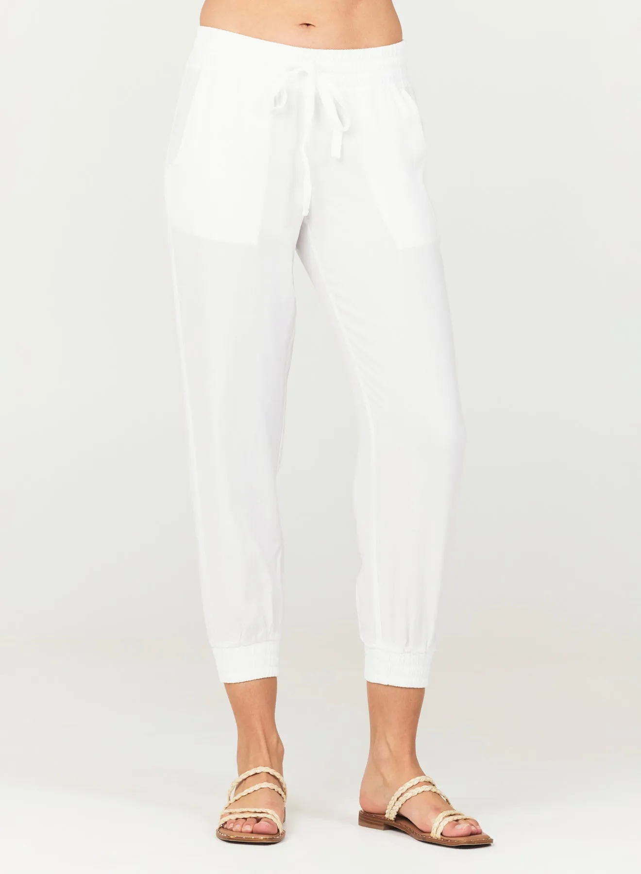 Easy Drawstring Jogger - White