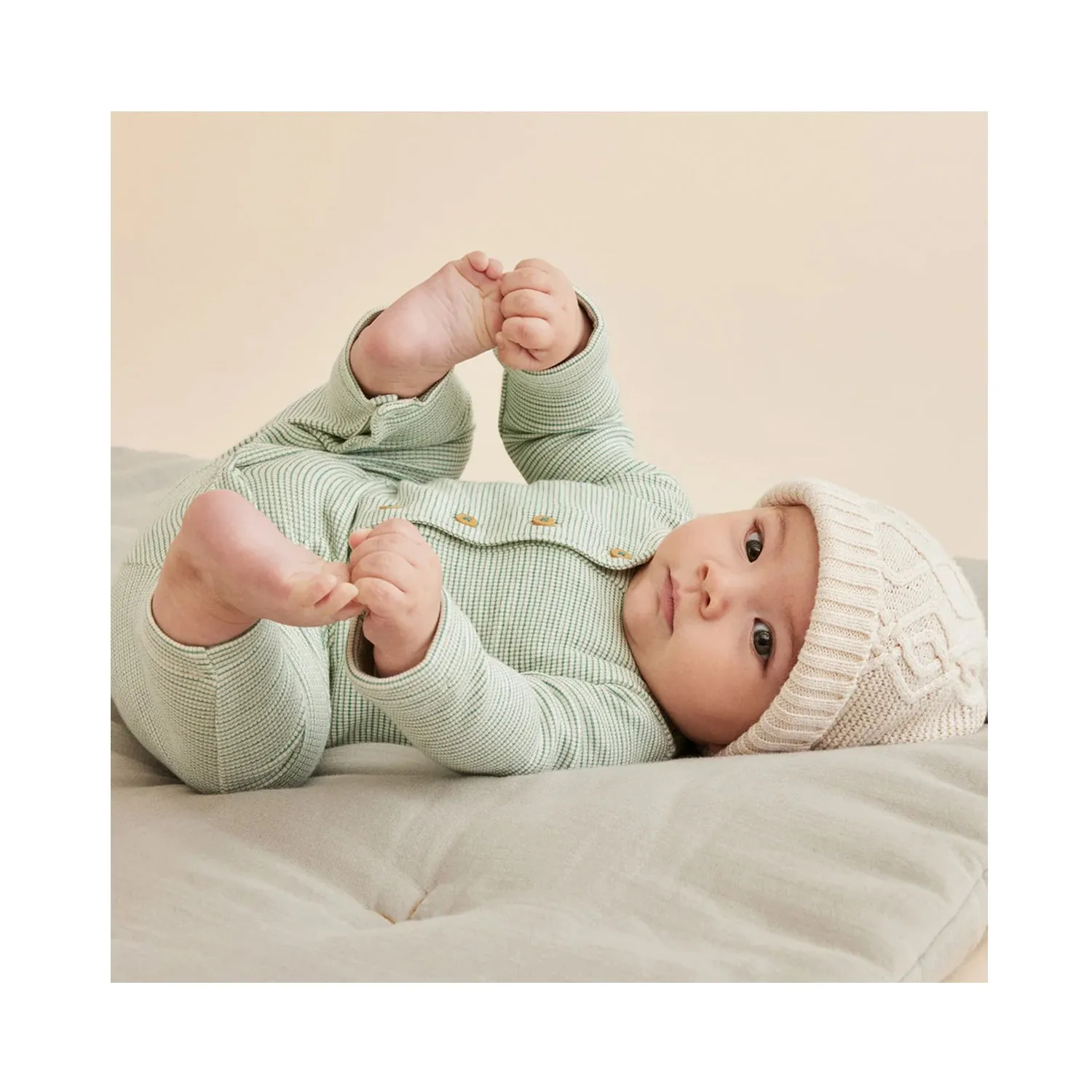 Growsuit Slouch Organic Stripe Rib - Deep Sea