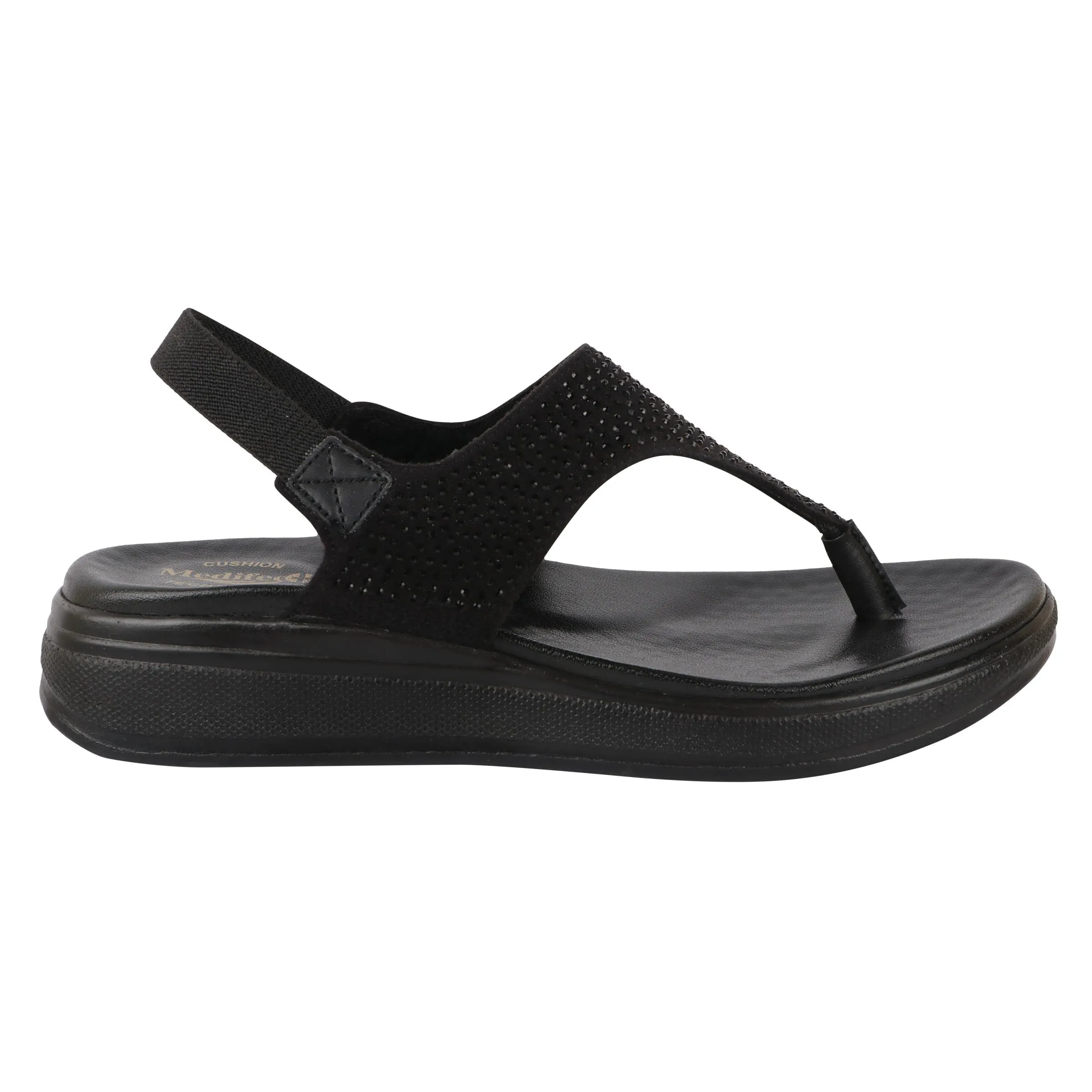 Medifeet Women's Thong with Sling Back Sandals (BLACK)