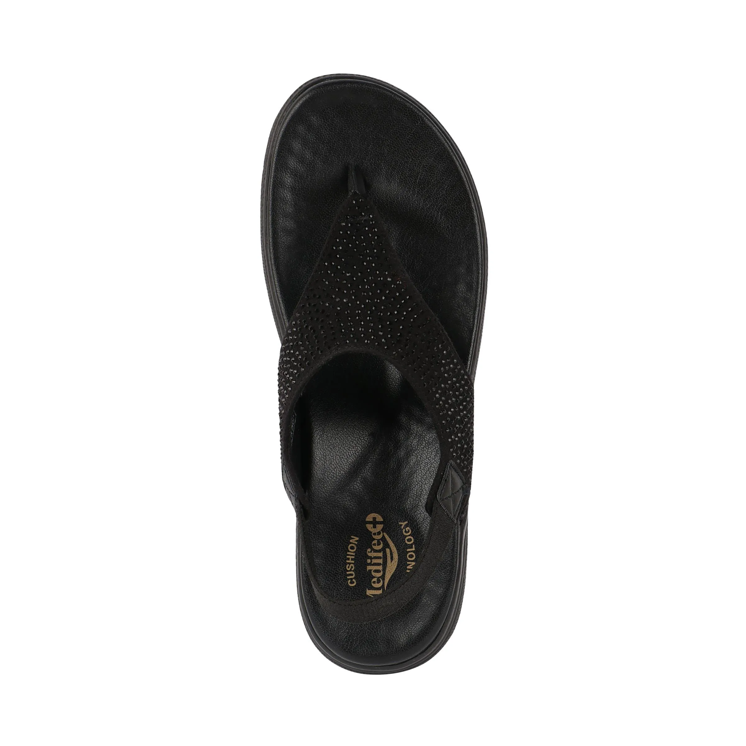 Medifeet Women's Thong with Sling Back Sandals (BLACK)