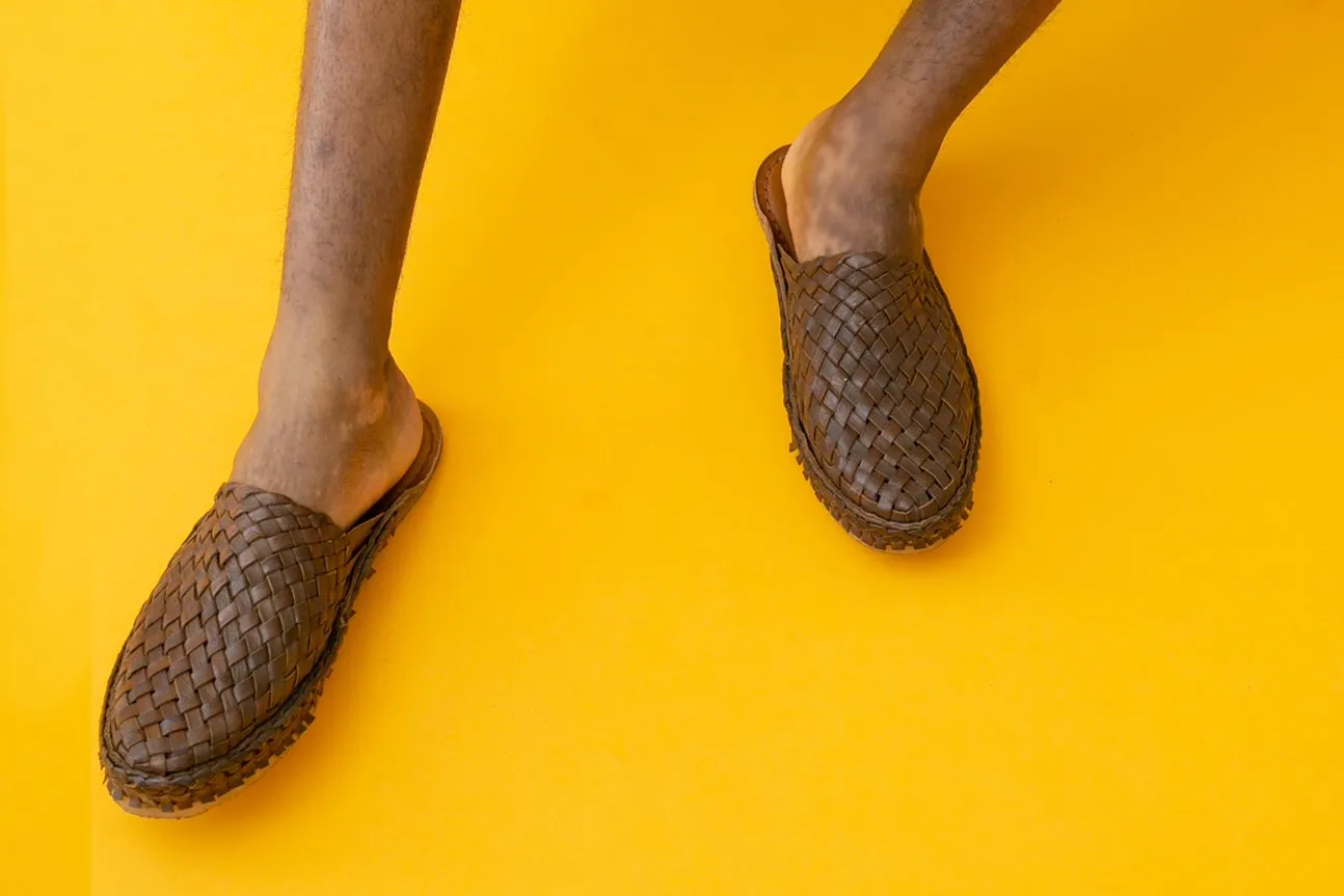 Men's Woven City Slipper in Walnut by Mohinders