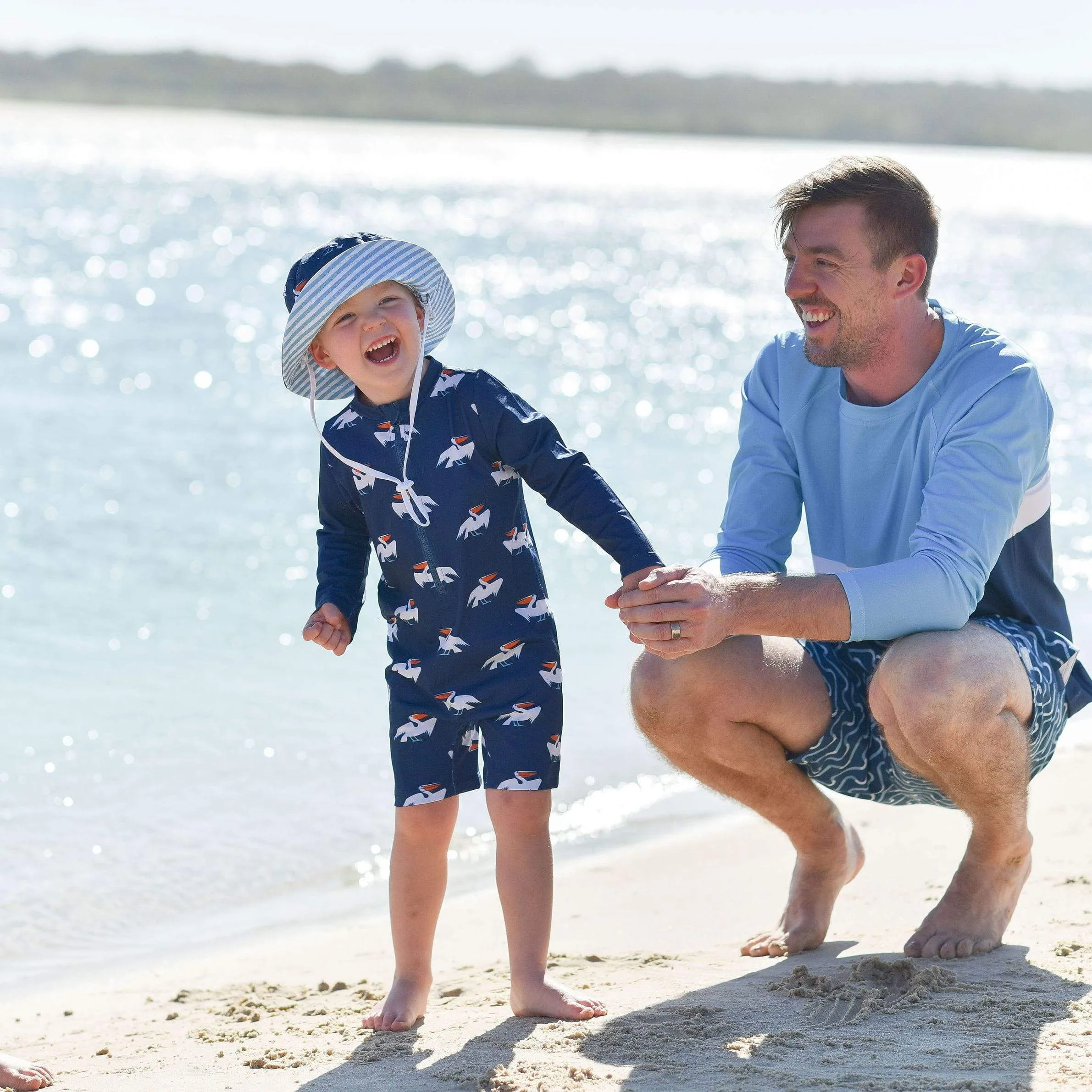 Navy Pelican Scoop Toddler Sunsuit