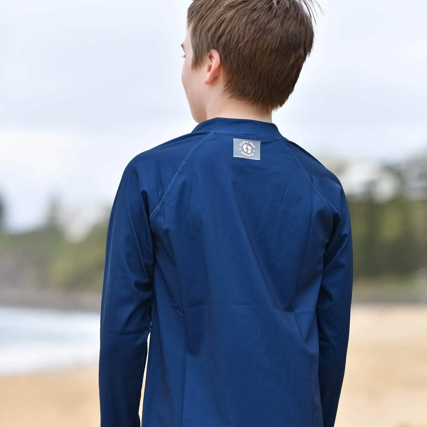 Navy Wave Set Long Sleeve Zip Rashie