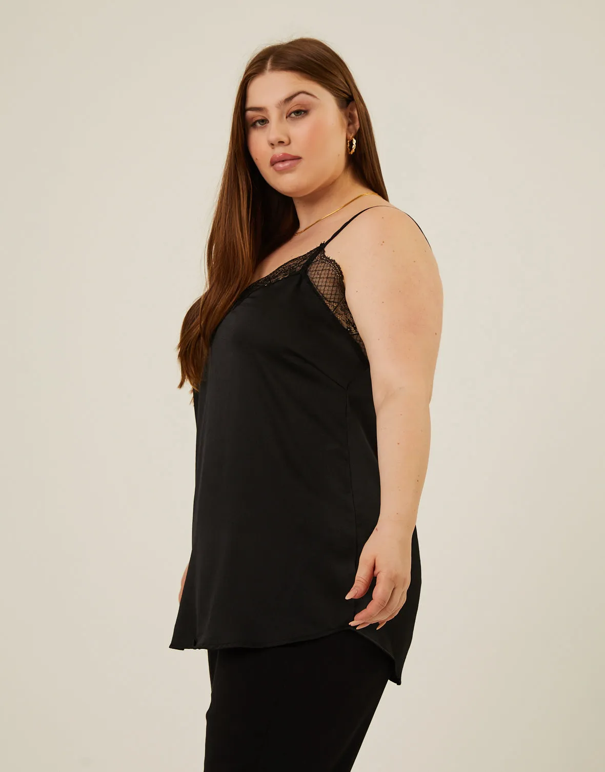 Plus Size Lace Trim Tank