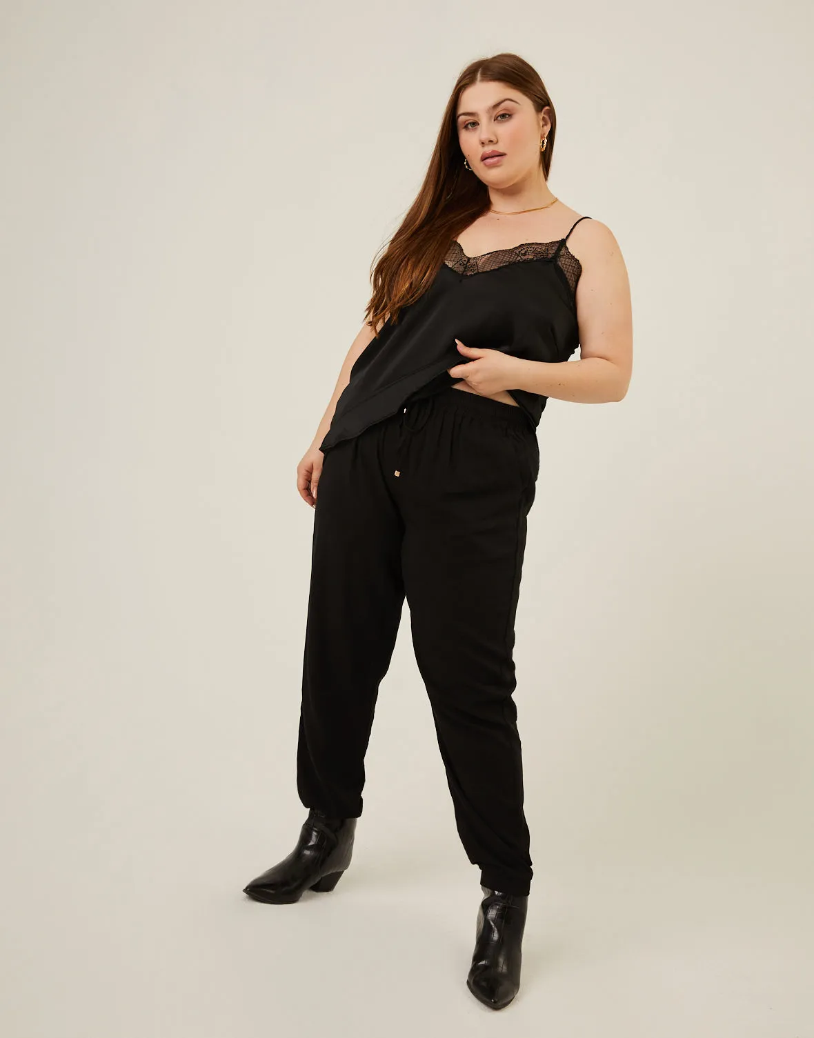 Plus Size Lace Trim Tank
