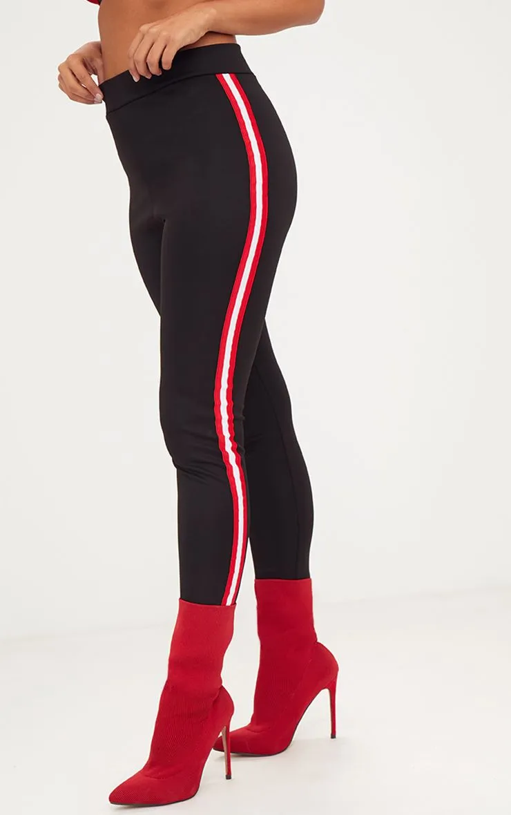 PrettyLittleThing Womens Black Sporty Stripe Leggings