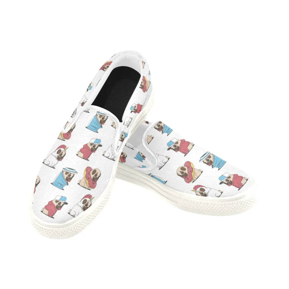 Pug cute Women's Slip-on Canvas Shoes