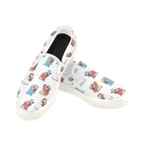 Pug cute Women's Slip-on Canvas Shoes