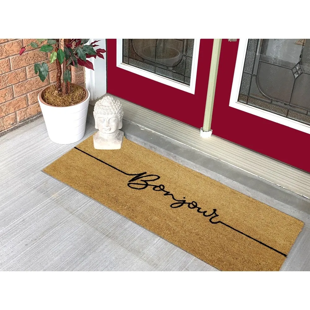 "Bonjour" Large Coir Double Door Mat
