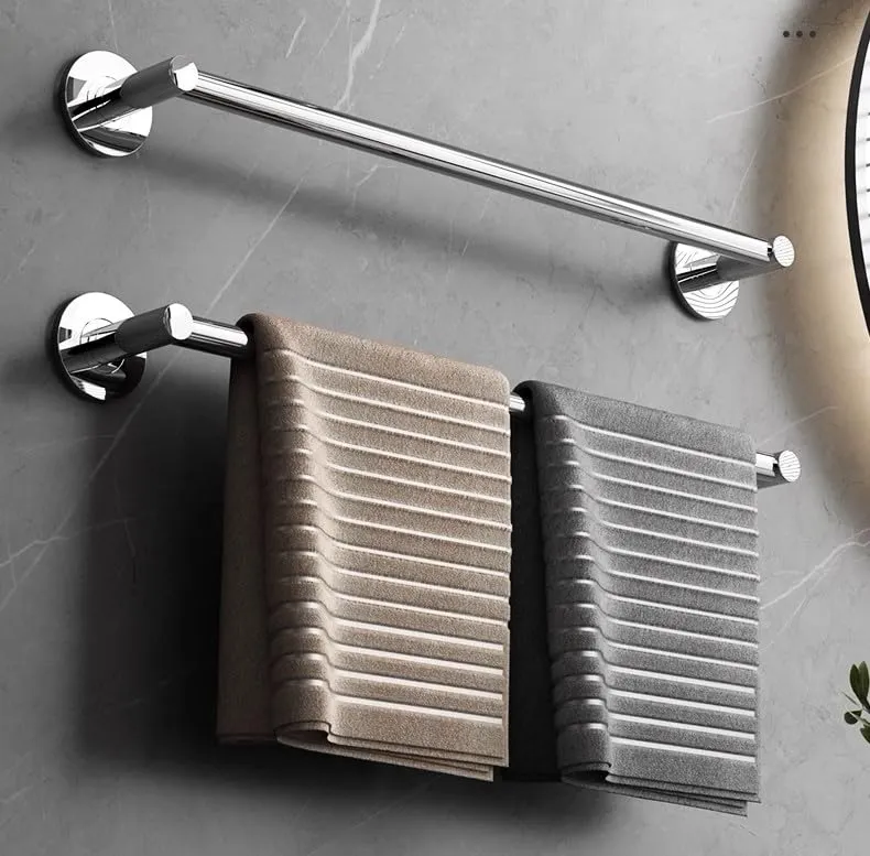 Sundry 24 INCH Premium Towel Rod Chrome Finish Bathroom Accessories Hanger (Stainless Steel) 24 inch 1 Bar Towel Rod (Steel Pack of 1) 5 Year WARRNTY