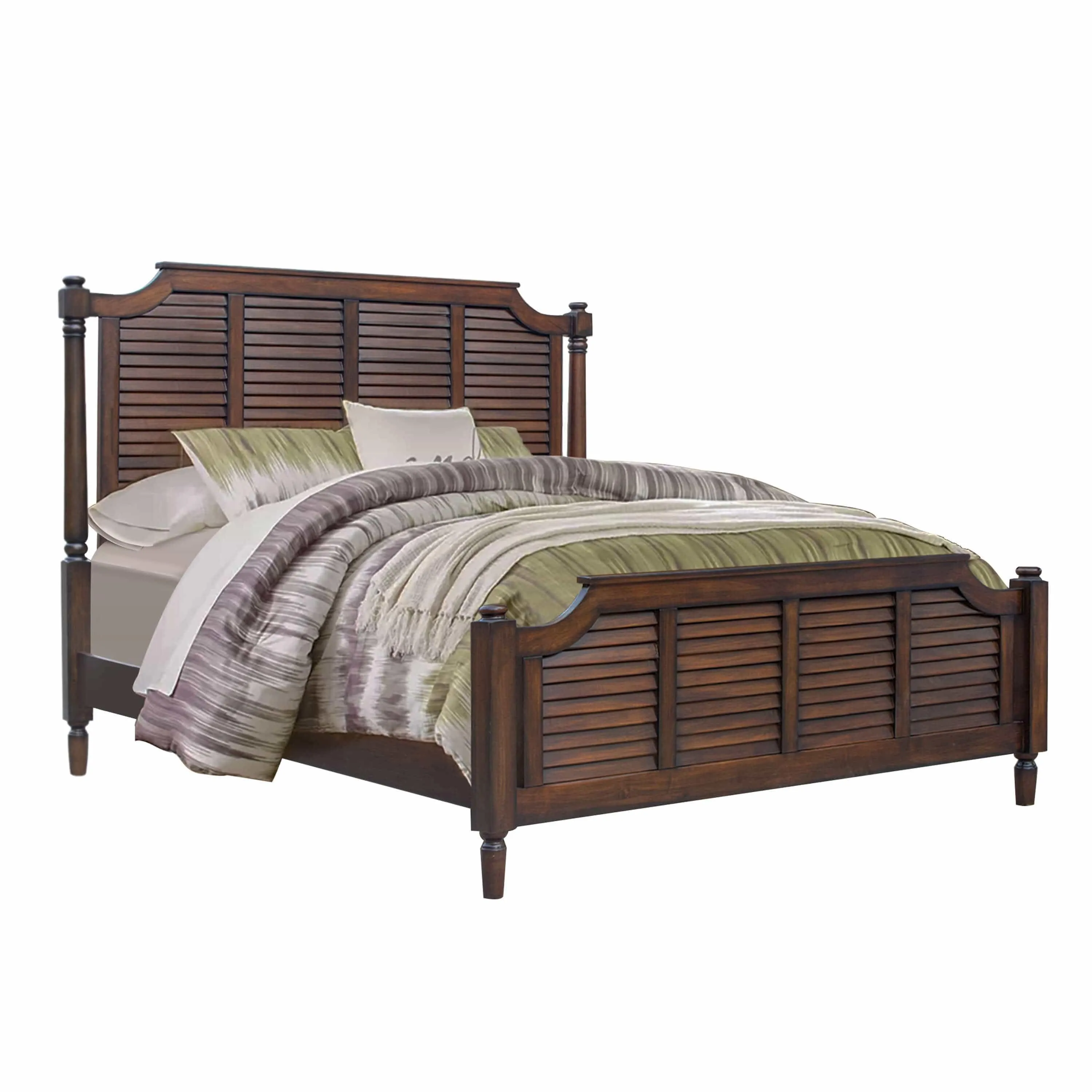 Sunset Trading Bahama Shutter Queen Bed in Walnut Brown