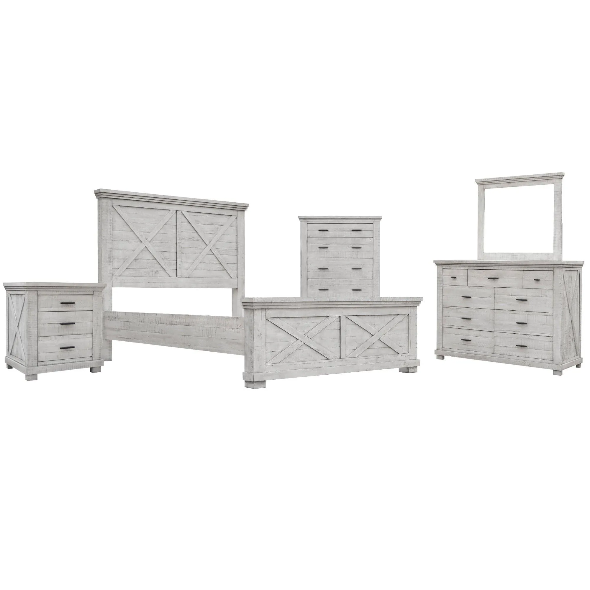Sunset Trading Crossing Barn 5 Piece Queen Bedroom Set in Gray Acacia Wood