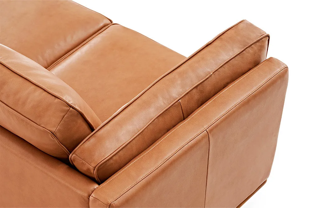 Valencia Artisan Wide Three Seats Leather Sofa, Cognac Color