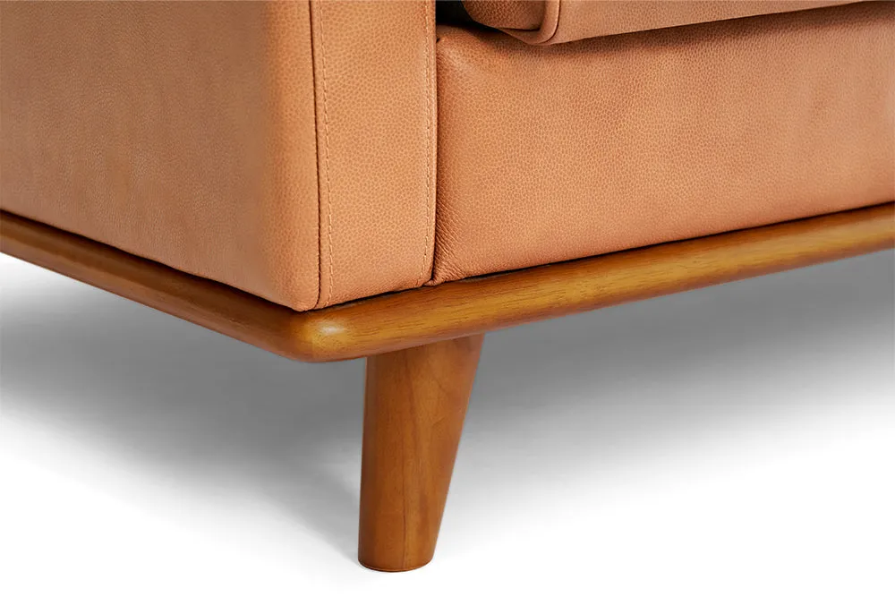 Valencia Artisan Wide Three Seats Leather Sofa, Cognac Color