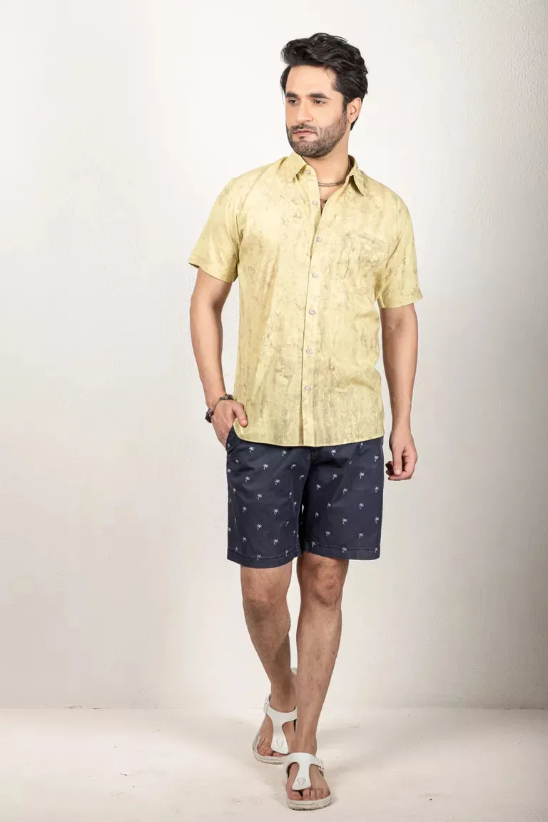 Yellow Hand Block Daboo Shirt